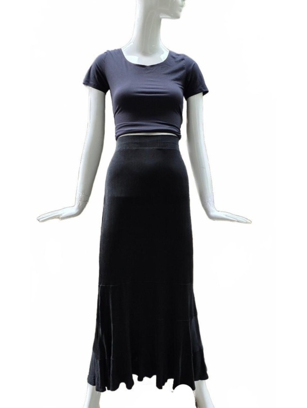 Jacobi Vintage Black Slinky Knit Trumpet Mermaid Maxi Skirt Medium